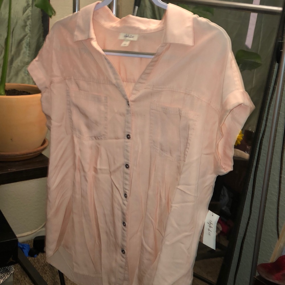 Pink style and co large button down